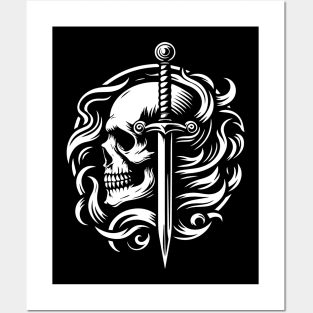 skull and sword Posters and Art
